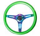 NRG Classic Wood Grain Wheel, 350mm 3 Neochrome spokes, green pearl/flake paint - ST-015MC-GN