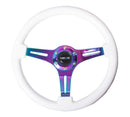 NRG Classic Wood Grain Wheel - 350mm 3 Neochromw spokes - White Paint Grip - ST-015MC-WT