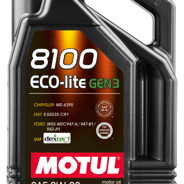 Motul 8100 0W20 ECO-LITE Motor Oil - 5L (1.3 gal.) - Dexos1-Gen3 - 111