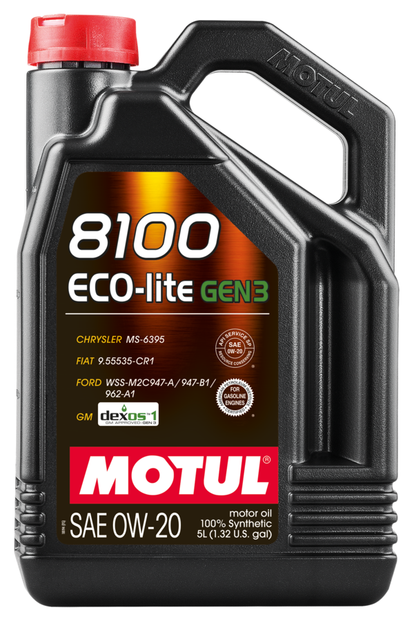 Motul 8100 0W20 ECO-LITE Motor Oil - 5L (1.3 gal.) - Dexos1-Gen3 - 111364
