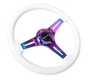NRG Classic Wood Grain Wheel - 350mm 3 Neochromw spokes - White Paint Grip - ST-015MC-WT