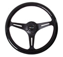 NRG Classic Wood Grain Wheel - 350mm 3 Black spokes - Black Paint Grip - ST-015BK-BK