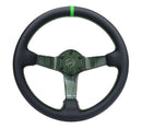 NRG CARBON FIBER STEERING WHEEL 350mm Green Carbon Fiber, Green stiching, Green center mark, Leather - RST-036CF-GN