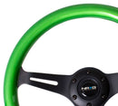NRG Classic Wood Grain Wheel, 350mm 3 black spokes, green pearl/flake paint - ST-015BK-GN