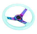 NRG Reinforced Steering Wheel - Classic Minty Fresh Wood Grain Wheel (3" Deep), 350mm, 3 Solid spoke center in Neochrome - RST-036MF-MC