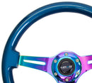NRG Classic Wood Grain Wheel, 350mm 3 Neochrome spokes, blue pearl/flake paint - ST-015MC-BL
