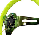 NRG Classic Wood Grain Wheel, 350mm 3 Neochrome spokes-Neon YELLOW Color - ST-015MC-NYW