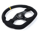 NRG Reinforced Steering Wheel - 320mm Sport Alcantara flat bottom with yellow center mark - RST-024MB-SA-Y