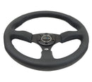 NRG Reinforced Steering Wheel- 350mm Sport Leather Racing ( 2.5" Deep) Comfort Grip 5mm matte black spoke - RST-023MB-R