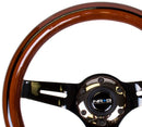 NRG Classic Dark Wood Grain Wheel, Black line inlay, 310mm, 3 spoke center in Black Chrome - ST-310BRB-BK