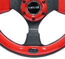 NRG Reinforced Steering Wheel- 320mm Sport Steering Wheel w/ Red Trim - RST-001RD