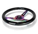 NRG "Galaxy" Classic Wood Grain Wheel - 350mm 3 Neochrome spokes - Black Sparkled Color - ST-015MC-BSB