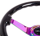 NRG Reinforced Steering Wheel - Classic Black Sparkled Wood Grain Wheel (3" Deep, 4mm ), 350mm, 3 Solid spoke center in Neochrome - RST-036BSB-MC