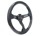 NRG CARBON FIBER STEERING WHEEL W/ LEATHER ACCENT 350mm 1.5" DEEP BLACK STICHING - ST-010CFBS