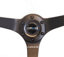 NRG Reinforced Steering Wheel-Odi signature RACE STYLE - 350mm sport steering wheel (3' deep) black Suede w/ Black baseball stitching - Matte Black spoke - RST-036MB-S