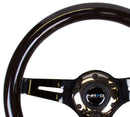 NRG Classic Black Wood Grain Wheel, 310mm, 3 spoke center in Black Chrome - ST-310BK-BK