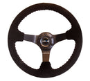 NRG Reinforced Steering Wheel-Odi signature RACE STYLE - 350mm sport steering wheel (3' deep) black Suede w/ Black baseball stitching - Matte Black spoke - RST-036MB-S