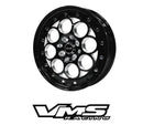 VMS Wheels Revolver 15x3.5 4x100/114.3 +10 Offset Black Milling Black Lip Chrome Rivet Offsets - VWRE010