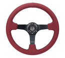 NRG Reinforced Steering Wheel - 350mm sport steering wheel (3' deep) Burgundy Alcantara with Black baseball stitching - Matte Black spoke - RST-036MB-BUA