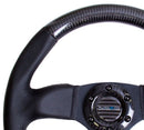 NRG CARBON FIBER STEERING WHEEL 320mm FLAT BOTTOM w/ Black stitching - ST-009CFBS