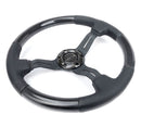 NRG CARBON FIBER STEERING WHEEL W/ LEATHER ACCENT 350mm 1.5" DEEP BLACK STICHING - ST-010CFBS