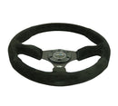 NRG Reinforced Steering Wheel- 350mm Sport Suede Racing ( 2.5" Deep) Comfort Grip, 5mm thick matte black spoke - RST-023MB-S