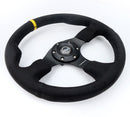 NRG Reinforced Steering Wheel - Alcantara Steering Wheel w/ Yellow Center Mark 320mm w/ BLACK stitch - RST-012SA-Y