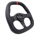 NRG CARBON FIBER STEERING WHEEL 320MM BLACK CARBON FIBER CENTER W/ Black STITCH RED CENTER MARK FLAT BOTTOM - ST-019CF-R
