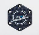 NRG Carbon Fiber with Blue Texalium fabrics Horn Delete Button Circular logo front / back - STR-640CF/BL