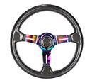 NRG CARBON FIBER STEERING WHEEL350mm 1.5" Deep Dish with Neochrome Center Spoke - ST-010MC-CF