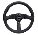 NRG Reinforced Steering Wheel- 350mm Sport Leather Racing ( 2.5" Deep) Comfort Grip 5mm matte black spoke - RST-023MB-R