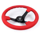 NRG Reinforced Steering Wheel - 350mm sport steering wheel (3' deep) Red Alcantara with Black baseball stitching - Matte Black spoke - RST-036MB-REA