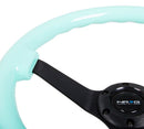 NRG Reinforced Steering Wheel - Classic Minty Fresh Wood Grain Wheel (3" Deep), 350mm, 3 Solid spoke center in Black - RST-036MF-BK