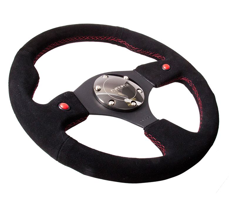 NRG Reinforced Steering Wheel- 320mm Sport Steering Wheel w/ Blue Trim - RST-007S