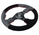 NRG Reinforced Steering Wheel- 320mm Sport leather / Suede Steering Wheel w/ red stitch - RST-012R/S-RS