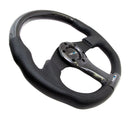 NRG CARBON FIBER STEERING WHEEL 350mm Blk frame blk stitching w/ RUBBER COVER HORN BUTTON - ST-014CFBK