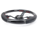 NRG CARBON FIBER STEERING WHEEL W/ LEATHER ACCENT 350mm 1.5" DEEP RED STICHING - ST-010CFRS