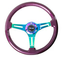 NRG Classic Wood Grain Wheel, 350mm 3 Neochrome spokes, purple pearl paint - ST-015MC-PP