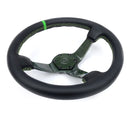 NRG CARBON FIBER STEERING WHEEL 350mm Green Carbon Fiber, Green stiching, Green center mark, Leather - RST-036CF-GN