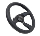 NRG Reinforced Steering Wheel- 350mm Sport Leather Racing ( 2.5" Deep) Comfort Grip 5mm matte black spoke - RST-023MB-R