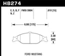 Hawk Ceramic Street Front Brake Pads - 99-04 Ford Mustang Base/GT - HB274Z.610