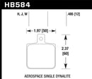 Hawk DTC-30 Race Brake Pads - Aerospace Single Dynalite 12mm Thickness - HB584W.485