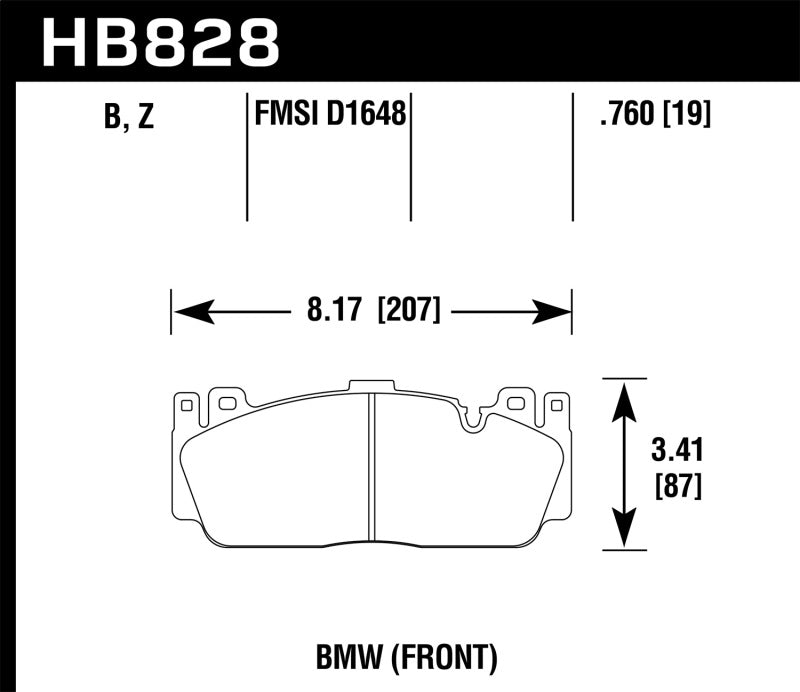 Hawk Ceramic Street Front Brake Pads - 12-17 BMW M6 / 14-17 BMW M6 Gran Coupe / 13-16 BMW M5 - HB828Z.760