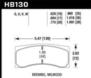Hawk DTC-70 Race Brake Pads - Universal Brembo - HB130U1.097