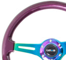 NRG Classic Wood Grain Wheel, 350mm 3 Neochrome spokes, purple pearl paint - ST-015MC-PP