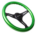 NRG Classic Wood Grain Wheel, 350mm 3 black spokes, green pearl/flake paint - ST-015BK-GN