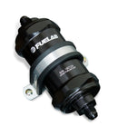 Fuelab 818 In-Line Fuel Filter â€“ 12AN In/Out, 40 Micron Stainless Steel Element, Black