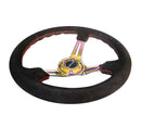 NRG Reinforced Steering Wheel 350mm Sport Steering Wheel Suede (3" Deep) Red Stitch with slits in Neochrome - RST-018S-MCRS
