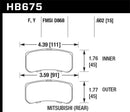 Hawk LTS Street Rear Brake Pads - 09+ Mitsubishi Lancer Ralliart / 08+ Lancer GTS - HB675Y.602