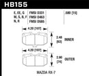 Hawk HPS 5.0 Street Front Brake Pads - 1990-1990 Mazda RX-7 GXL (w/Elec Adjust Susp) - HB155B.580
